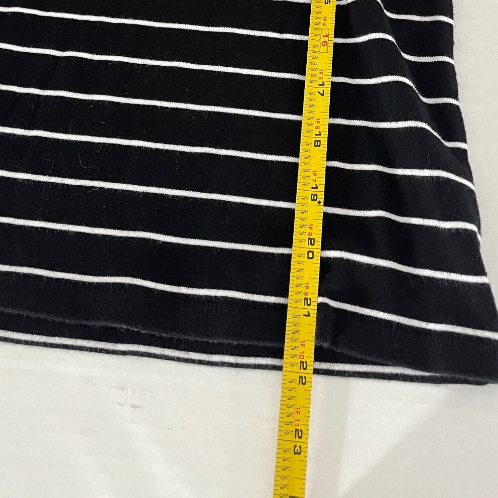 Lauren Ralph Lauren Sz M Black Striped Stretch‎ Cotton Boatneck Pullover Blouse - Picture 7 of 9